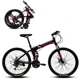 SHUI Folding Mountain Bike Folding Mountain Bikes, 24 Inch 21 / 24 / 27 Speed Anti-Slip MTB, Fashion and Cool Bicycle Suitable for People With a Height of 140-170cm Black-27sp