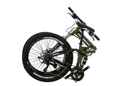 EUROBIKE Folding Mountain Bike G4 Folding Bike 21 Speed 26 Inches Dual Disc Brakes K Spoke Wheel Mountain Bike for Adult (SPOKE-GREEN)