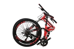 EUROBIKE Folding Mountain Bike G4 Folding Bike 21 Speed 26 Inches Dual Disc Brakes K Spoke Wheel Mountain Bike for Adult (SPOKE-RED)
