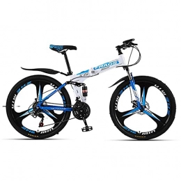 HJRBM Bike HJRBM 26 Inch Bikes， Mountain Bikes， Adult Folding Bikes， Damping 3 Knife Wheel Bicycle， Off-Road Variable Speed Racing Men And Women， 24 Speed， White Blue fengong