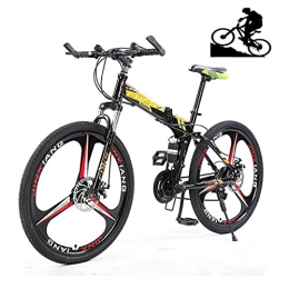 HJRBM Folding Mountain Bike HJRBM Adult Mountain Bike， 24 Inch Wheels， Mountain Trail Bike High Carbon Steel Folding Outroad Bicycles， 21 / 24 / 27 Speed Bicycle Full Suspension MTB Gears Dual Disc Brakes fengong