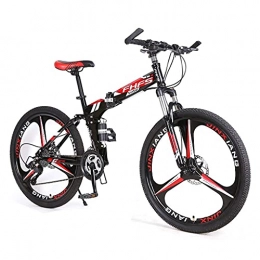 HJRBM Folding Mountain Bike HJRBM Adult Mountain Bike， 24 Inch Wheels， Mountain Trail Bike High Carbon Steel Folding Outroad Bicycles， 21 / 24 / 27-Speed Bicycle Full Suspension MTB Gears Dual Disc Brakes Mountain Bicycle fengong