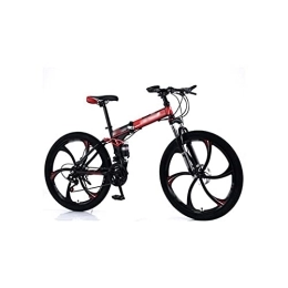 IEASE Folding Mountain Bike IEASEzxc Bicycle Bicycle, Mountain bike 27-speed dual-shock integrated wheel folding mountain bike bicycle bicycle, Sports and Entertainment (Color : Red, Size : 27)