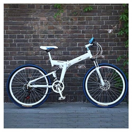 JF-XUAN Bike JF-XUAN Outdoor sports 26 Inch Mountain Bike, High Carbon Steel Folding Frame, Dual Suspensions, 27 Speed, with Double Disc Brake, Unisex (Color : White)