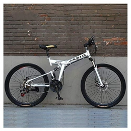 JF-XUAN Bike JF-XUAN Outdoor sports 26" Mountain Bike 27 Speed Shift High Carbon Steel Folding Frame Shock Absorption OffRoad Wheels Mountain Bicycle with Double Disc Brake (Color : Silver)