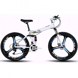 JF-XUAN Bike JF-XUAN Outdoor sports Bike 24 Speed, Mountain Bike, 16Inch Bicycle, Folding Bike Disc Brakes, Carbon Steel Frame, Fork Suspension Can Be Locked (Color : White)
