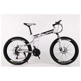 JF-XUAN Bike JF-XUAN Outdoor sports Folding Mountain Bike 2130 Speeds Bicycle Fork Suspension MTB Foldable Frame 26" Wheels with Dual Disc Brakes (Color : White, Size : 24 Speed)