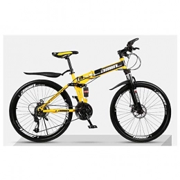JF-XUAN Bike JF-XUAN Outdoor sports Folding Mountain Bike Bicycle One Wheel Double Disc Brakes OffRoad Bicycle Male Student Adult 21 Speed 26 Inches (Color : Yellow)