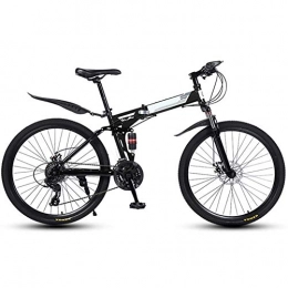 JF-XUAN Bike JF-XUAN Outdoor sports Folding Mountain Bikes, Outdoor Biking, with Disc Brakes, 21Speed Carbon Steel Folding Frame for Men And Women (Color : Black)