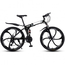 JF-XUAN Bike JF-XUAN Outdoor sports Mountain Folding Bike, 26 Inch Folding with Six Cutter Wheels And Double Disc Brake, Premium Full Suspension And 27 Speed Gear (Color : Black)