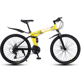 JF-XUAN Bike JF-XUAN Outdoor sports Mountain Folding Bike Unisex, 26" 27Speed VariableSpeed Mountain Bike, Double ShockAbsorbing Spoke Wheels Student with Racing Disc Brakes (Color : Yellow)
