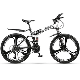 JHKGY Bike JHKGY 24 / 26-Inch Mountain Bike with Full Suspension, Folding Bike, Speed Double Disc Brake Adult Bicycle, White, 26 inch 30 speed