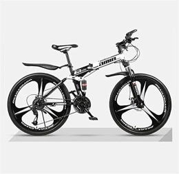 JHKGY Bike JHKGY Bikes Folding Bicycle Mountain Bike Dual Disc Brake, Lightweight Carbon Steel Full Suspension Frame, Lightweight And Durable for Men Women Bike, white, 24 inch 30 speed