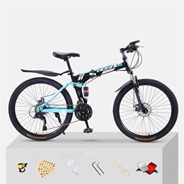 JHKGY Folding Mountain Bike JHKGY Mountain Bike Full Suspension Folding Bike Bike for Adults, Double Shock Absorption Off-Road Variable Speed Racing, Dual Disc Brake, High-Carbon Steel Frame MTB Bicycle, Black, 24 inch 30 speed