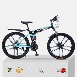 JHKGY Folding Mountain Bike JHKGY Speed Double Disc Brake Adult Bicycle, High Carbon Steel Frame Folding Damping Mountain Bike Adult Bicycle, Black, 26 inch 30 speed