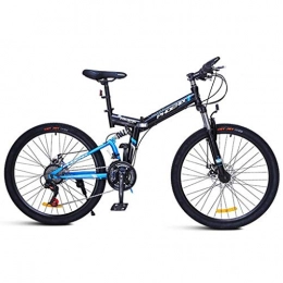 JLFSDB Bike JLFSDB Mountain Bike, 24'' / 26'' Wheel Foldable Bicycles 24 Speeds MTB Lightweight Carbon Steel Frame Disc Brake Front Suspension (Color : Blue, Size : 24'')