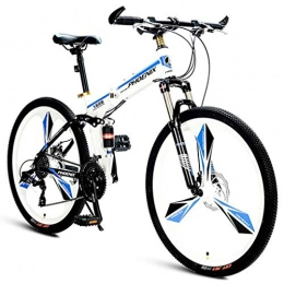 JLFSDB Bike JLFSDB Mountain Bike, 26 Inch Foldable Bicycles 27 Speeds MTB Lightweight Aluminum Alloy Frame Disc Brake Full Suspension (Color : Blue)