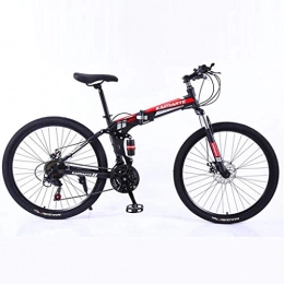 JUD Folding Mountain Bike JUD Folding Mountain Bike, Judsiansl 24Inch Lightweight Portable Steel MTB with V-brake, Dual Suspension Outroad Bicycle for Adult Men Women Female Male Ladies Kids, Commute Work School (Black)