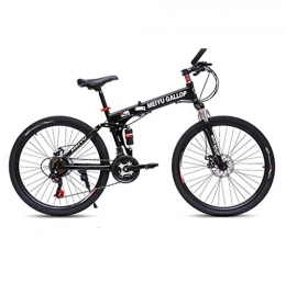 JUD Folding Mountain Bike JUD Folding Mountain Bike with 21 Speed & Dual Disc Brake, Judsiansl 24 Inch Full Suspension Mountain Trail Bicycle, High Carbon Steel Outroad MTB for Adult Unisex Cycling