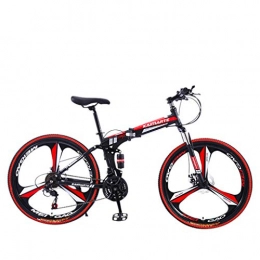 JUD Folding Mountain Bike JUD Folding Mountain Bike with 21 Speed & Dual Disc Brake, Judsiansl 26 Inch High Carbon Steel Mountain Bicycle, Full Suspension Outroad Trail MTB for Adult Men Women Unisex - 3 Blades
