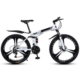 JUUY Folding Mountain Bike JUUY Outdoor Sports 26Inch Mountain Bikes Bicycles 27 Speeds High Carbon Steel Folding Frame Double Disc Brake (Color : White)