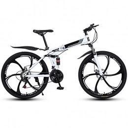 JUUY Bike JUUY Outdoor Sports Mountain Folding Bike, 26 Inch Folding with Six Cutter Wheels and Double Disc Brake, Premium Full Suspension