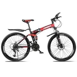 Kays Folding Mountain Bike Kays Mountain Bike, 26'' Inch Foldable Bicycles 21 / 24 / 27 Speeds Women / Men MTB Lightweight Carbon Steel Frame Front Suspension (Color : Red, Size : 27speed)