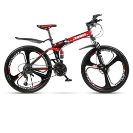 Kays Folding Mountain Bike Kays Mountain Bike, 26 Inch Folding Hard-tail Bicycles, Full Suspension And Dual Disc Brake, Carbon Steel Frame (Color : Red, Size : 27-speed)