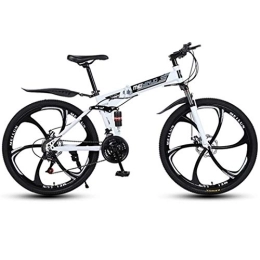 Kays Bike Kays Mountain Bike, Foldable Bicycles, Carbon Steel Frame, Dual Suspension And Dual Disc Brake, MTB Bike, 26inch Wheels (Color : White, Size : 21-speed)