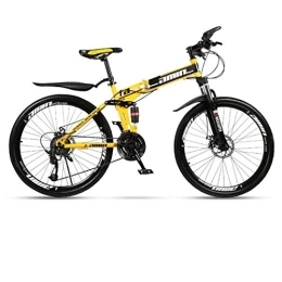 Kays Folding Mountain Bike Kays Mountain Bike, Folding 26 Inch Hardtail Bicycles, Carbon Steel Frame, Dual Disc Brake And Full Suspension (Color : Yellow, Size : 21 Speed)