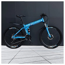 LHQ-HQ Folding Mountain Bike LHQ-HQ 26" Wheel 21 Speed Folding Mountain Bike High-Carbon Steel Frame Adult Bike Dual-Suspension Dual Disc Brake for Height 5.2-6.2Ft, E