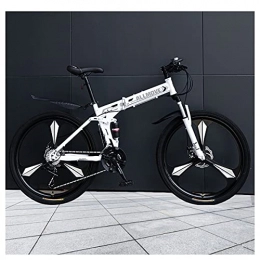 LHQ-HQ Folding Mountain Bike LHQ-HQ 26" wheel Folding Mountain Bike 27 Speed High-Carbon Steel Frame Dual Disc Brake Dual-Suspension Adult Bike for Height 5.2-6.2Ft, A