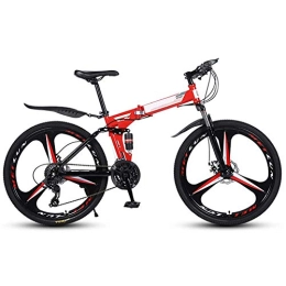 LHQ-HQ Folding Mountain Bike LHQ-HQ Outdoor sports 26Inch Mountain Bikes Bicycles 27 Speeds High Carbon Steel Folding Frame Double Disc Brake Outdoor sports Mountain Bike (Color : Red)