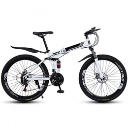 LHQ-HQ Folding Mountain Bike LHQ-HQ Outdoor sports Folding Mountain Bike 21 Speed Mountain Bike 26 Inches Dual Suspension Bicycle And Double Disc Brake (Color : White)