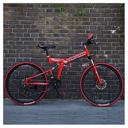 LHQ-HQ Bike LHQ-HQ Outdoor sports Mountain Bike 27 Speed 26 Inches Spoke Wheels Dual Suspension Folding Bike with Double Disc Brake Outdoor sports Mountain Bike (Color : Red)