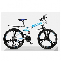 LHQ-HQ Folding Mountain Bike LHQ-HQ Outdoor sports Mountain Bike 30 Speed Dual Suspension Mountain Bike 26 Inches Wheels Bicycle Dual Disc Brakes (Color : Blue)