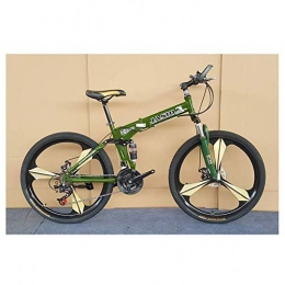 LHQ-HQ Folding Mountain Bike LHQ-HQ Outdoor sports Mountain Bike, Mountain Folding Bike Men's Dual Suspension Mountain Bike 26 Inch 24 Speed ?Double Disc Brake (Color : Green)