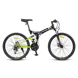 LLF Folding Mountain Bike LLF 24 Inch Foldable Bicycle, 24 Speed Variable Speed Double Shock Absorber Mountain Bike，Adult Ordinary Bicycle for Man Woman Teen(Size:24inch, Color:Green)