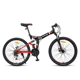 LLF Folding Mountain Bike LLF 24in Folding Mountain Bike, 24 Speed Bicycle Full Suspension MTB Foldable Frame for men and women Suitable for Height 170-185cm (Color : Black Red)
