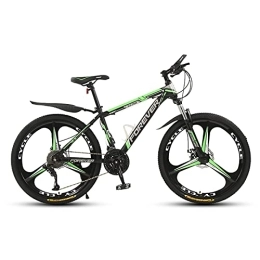 LLF Folding Mountain Bike LLF Folding Damping Mountain Bike 24Inch, 3 Knife Wheels 21 / 24 / 27 / 30 Speed Wheels Dual Suspension Lightweight Bicycle for Adult(Size:27 speed, Color:Green)
