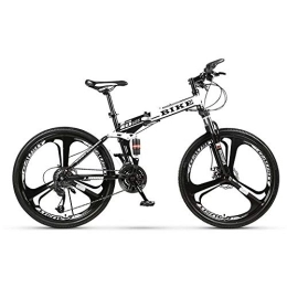 Generic Folding Mountain Bike Mountain Bike, Foldable MountainBike 24 / 26 Inches, MTB Bicycle with 3 Cutter Wheel, White
