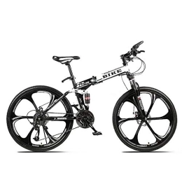 Generic Folding Mountain Bike Mountain Bike, Foldable MountainBike 24 / 26 Inches, MTB Bicycle with 6 Cutter Wheel, White