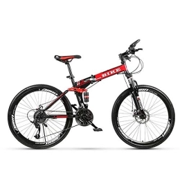 Generic Folding Mountain Bike Mountain Bike, Foldable MountainBike 24 / 26 Inches, MTB Bicycle with Spoke Wheel, Black&Red
