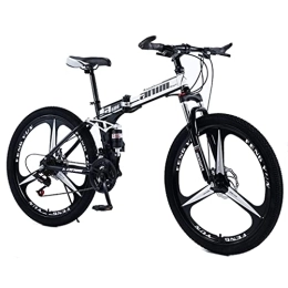 Mountain Bike Folding Mountain Bike Mountain Bike Folding bicycle front and rear double shock absorbers (black and red; white and blue; black and white; yellow 21 / 24 / 27 / 30 speed)