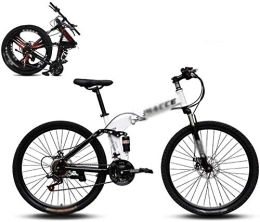 MQJ Folding Mountain Bike MQJ Foldable Mountain Bike 8 Seconds Fast Folding Mountain Bike 24-Inch 21-Speed Steel Frame Double Disc Brakes Foldable Bike, Used for Off-Road Outdoor City Cycling Travel-24Inch_B, 24Inch