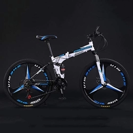 MSM Furniture Folding Mountain Bike MSM Furniture Folding Mountain Bike Bicycle, -Inch Male And Female Students Shift Double Shock Absorb Adult Commuter Foldable Bike Dual Disc Brakes Blue / white 30 Speed