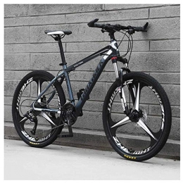 Mnjin Folding Mountain Bike Outdoor sports Mountain Bike 26 Inches, 3 Spoke Wheels with Dual Disc Brakes, Front Suspension Folding Bike 27 Speed MTB Bicycle, Gray