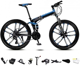 BaiHogi Bike Professional Racing Bike, 24 inch MTB Bicycle Unisex Folding Commuter Bike 30-Speed Gears Foldable Mountain Bike Off-Road Variable Speed Bikes for Men and Women Double Disc Brake / Blue-Blue, 21 Speed