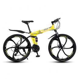 BaiHogi Bike Professional Racing Bike, Full Suspension Folding Mountain Bike 26" Wheel 21 / 24 / 27 Speed with Dual-Disc Brakes Suitable for Men and Women Cycling Enthusiasts / Yellow / 27 Speed