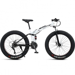PY Bike PY 24 inch Folding Mountain Bike with Full Suspension High Carbon Steel Frame, Mens Fat Tire Mountain Bik with 7 / 21 / 24 / 27 / 30 Speed, Double Disc Brake and 4-Inch Wide Knobby Tires / Grey Orange / 24Inch 30